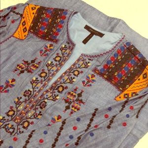 BCBG MaxAzria Embroided Chambrey Tunic